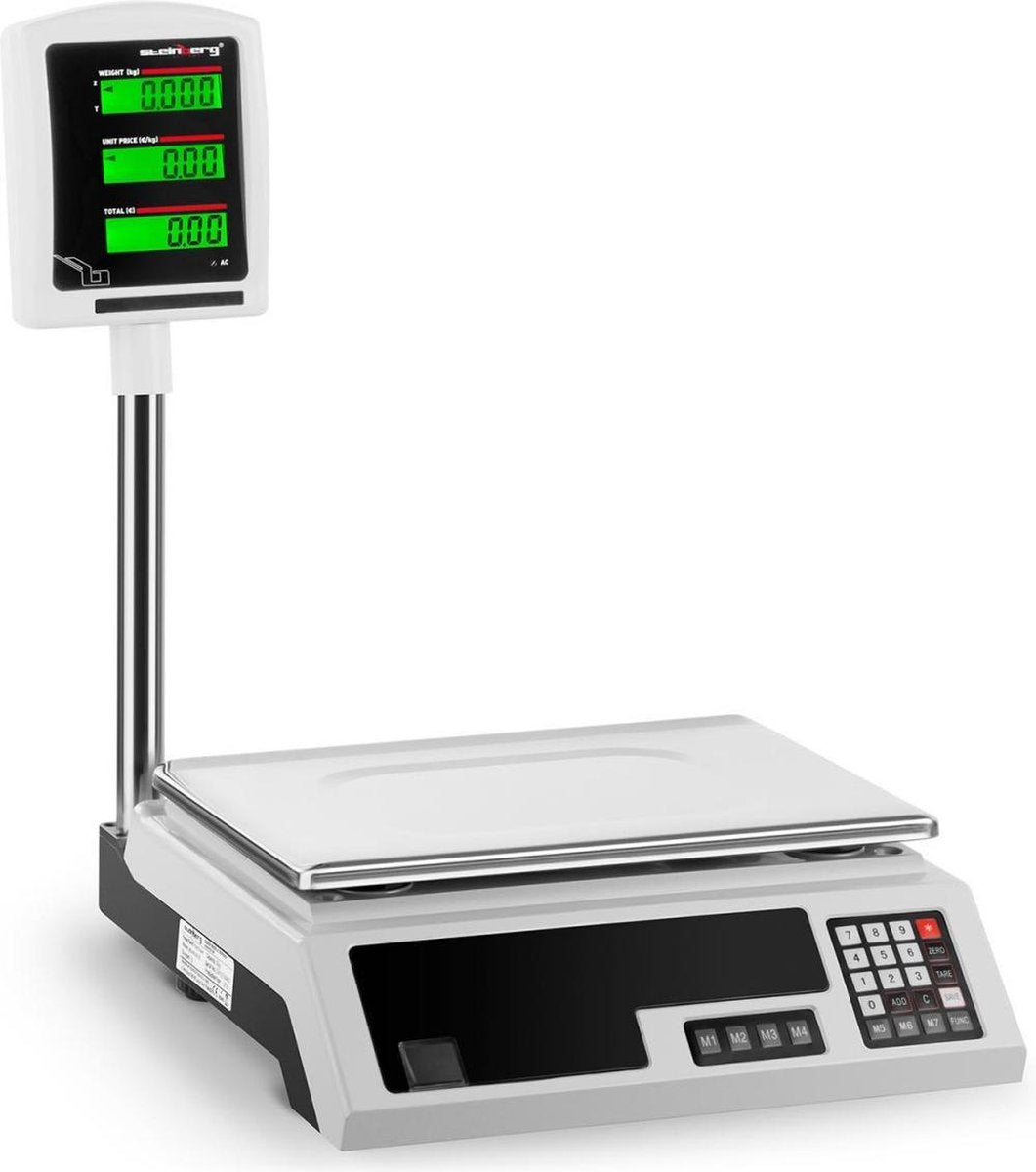 Prijsberekeningsweegschaal - 30 kg / 1 g - 34 x 23 cm - 2 LCD