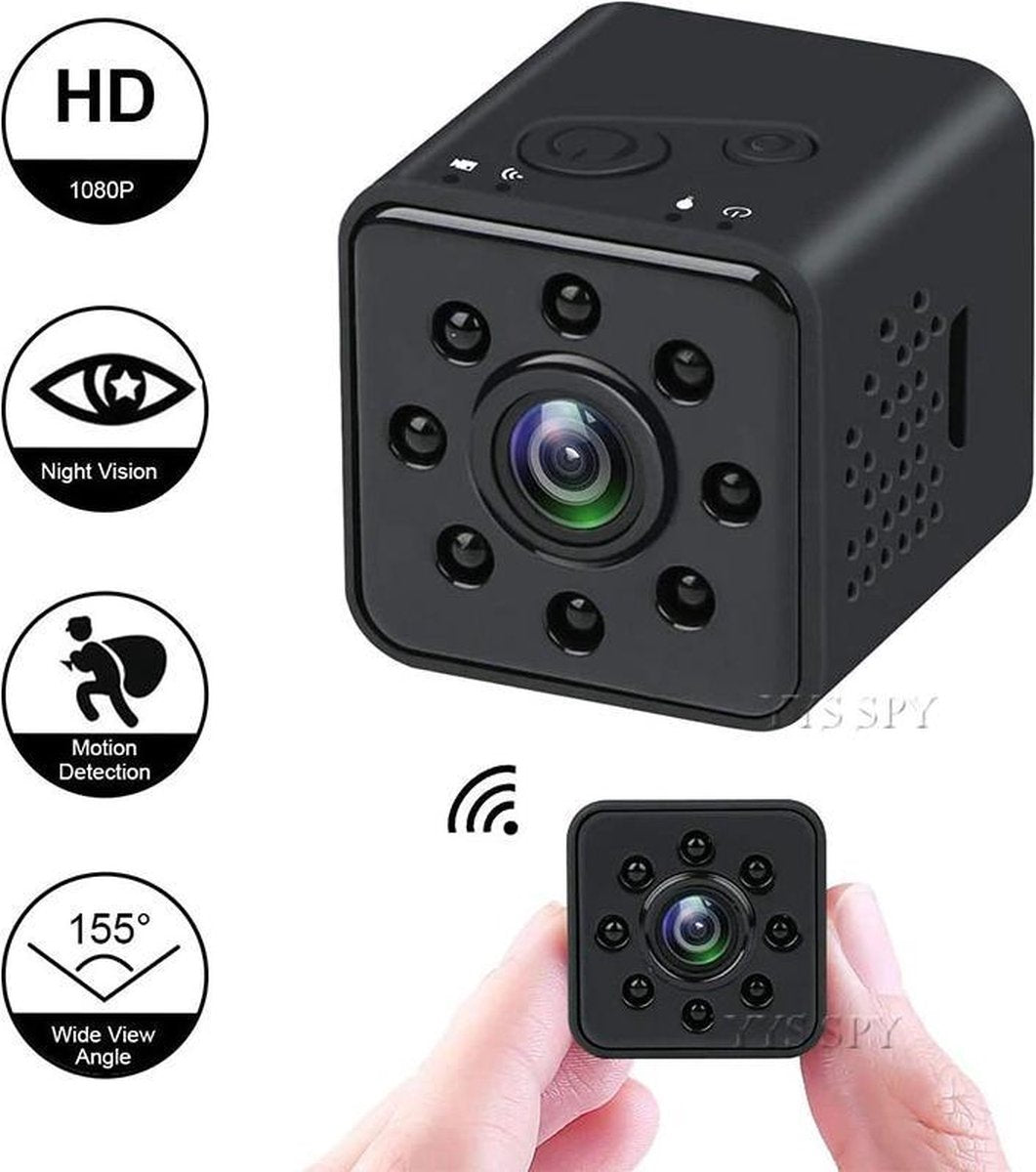 DrPhone SQ Series 2 - Mini WiFI Camera - 2MP Waterdichte Actioncam - Full HD 1920x1080 - Super Wide Lens 155° - Zwart
