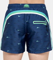 Sundek M552 Uni Board short Heren - M552 14Mid Lengte Zwembroek met Sundek regenboog en Sundek logo - Maat XXL  - Kleur  Blauw / Night