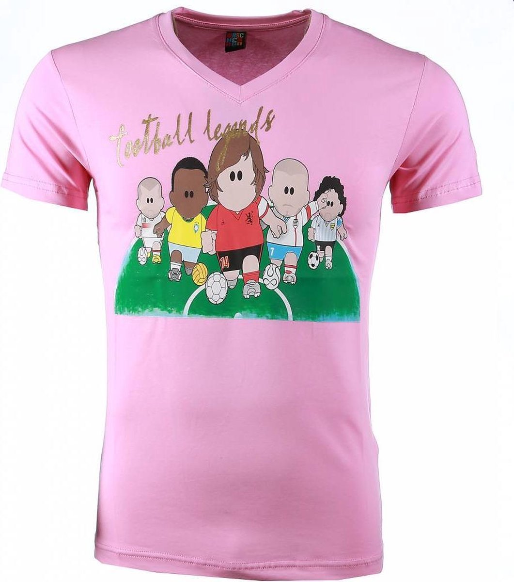 Local Fanatic T-shirt - Football Legends Print - Roze - Maat: L