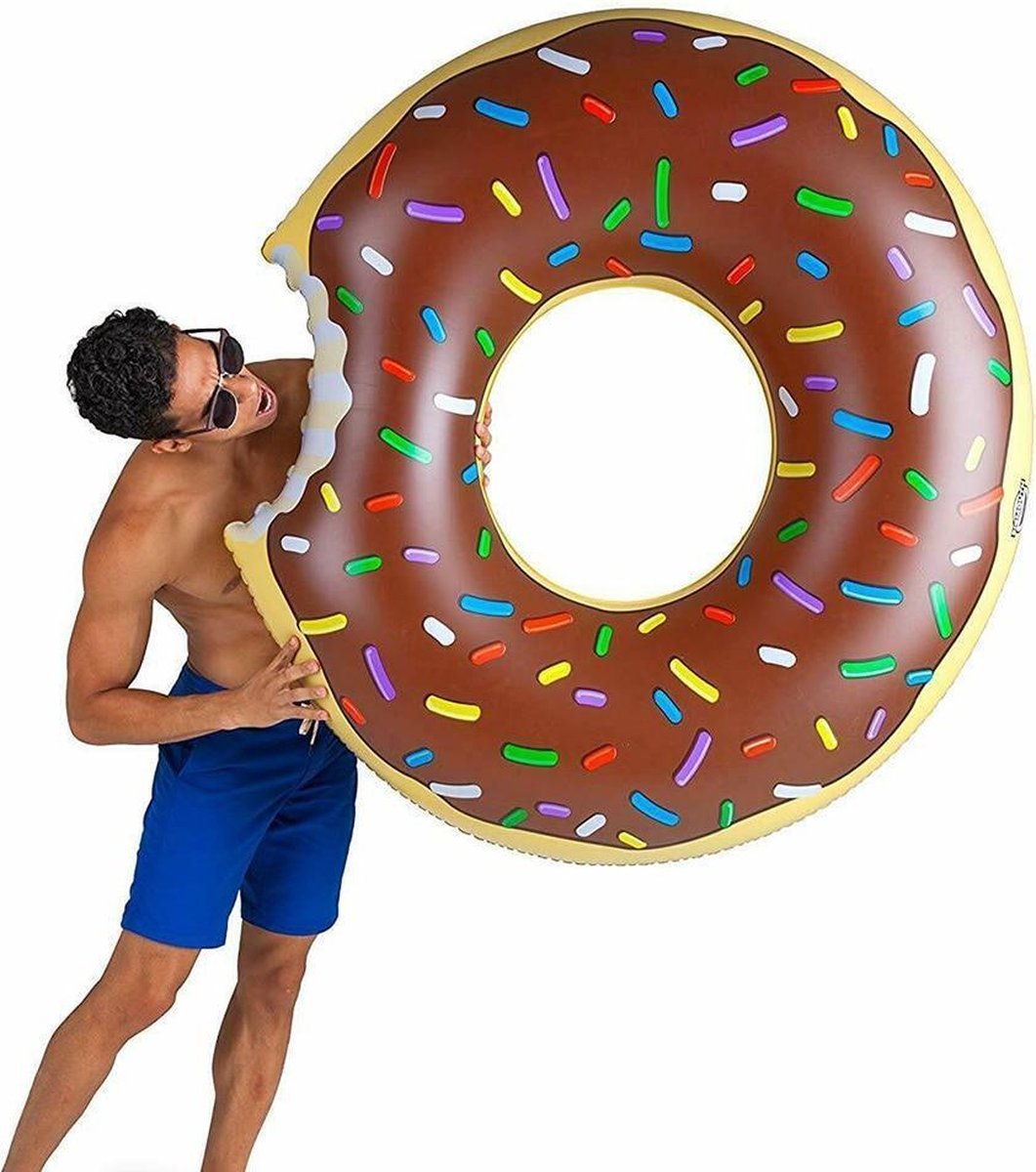 Anneaux de flotteur de natation en forme de beignet gonflable [marron 90cm]