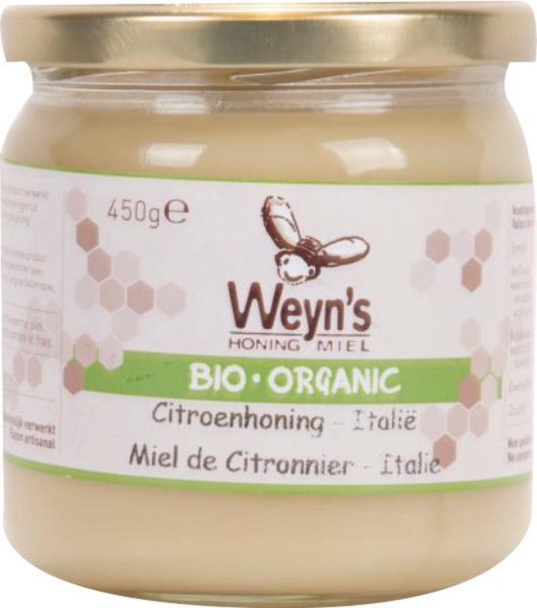 Biologische citroenhoning vast Italië   - 450g - Weyn's - Honing vloeibaar