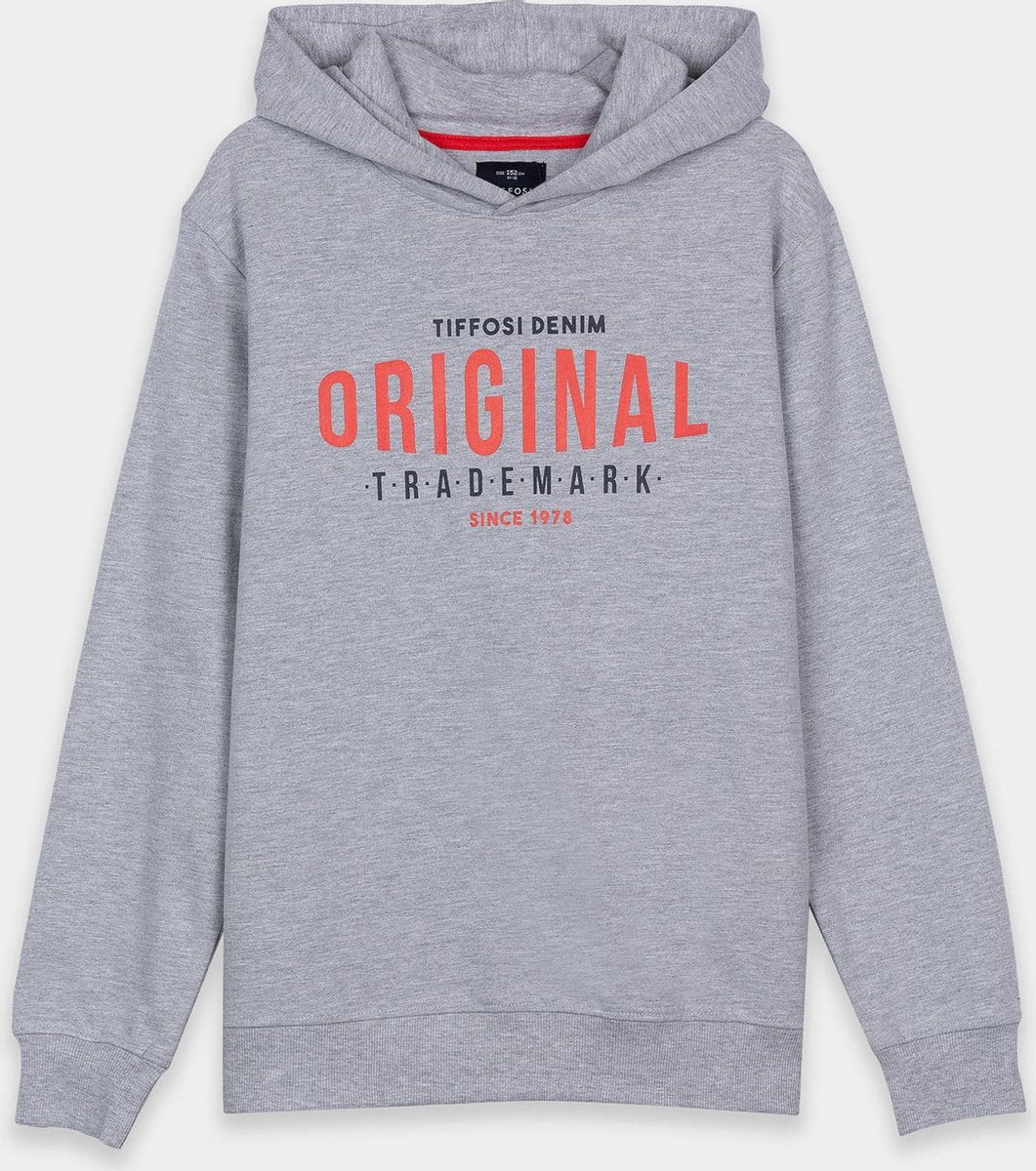 Tiffosi hoody grijs met rood blauwe tekst maat 128