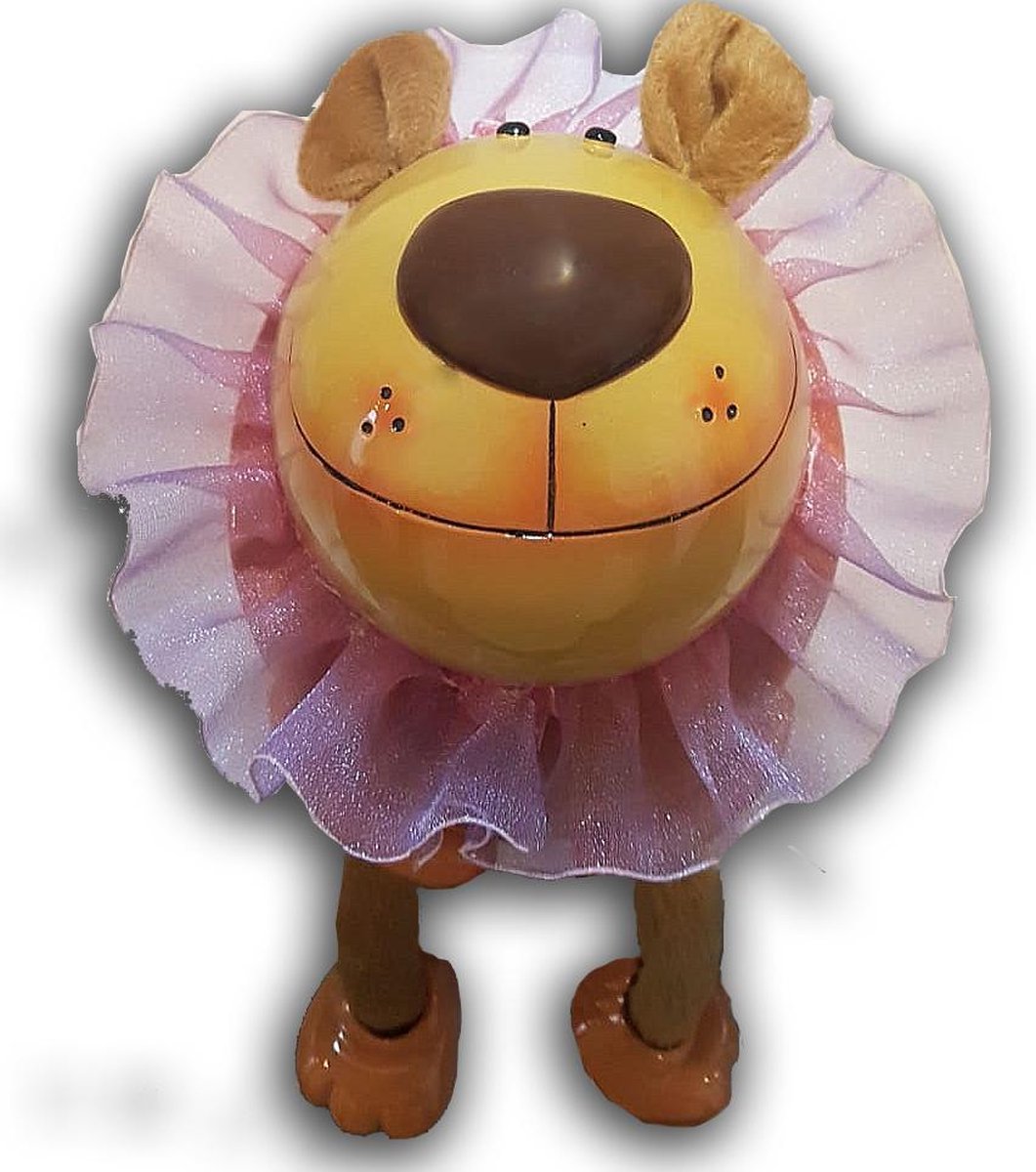 Keramiek Spaarpot (Moneybank) Leeuw (Lion) Ballerina met tule kraag