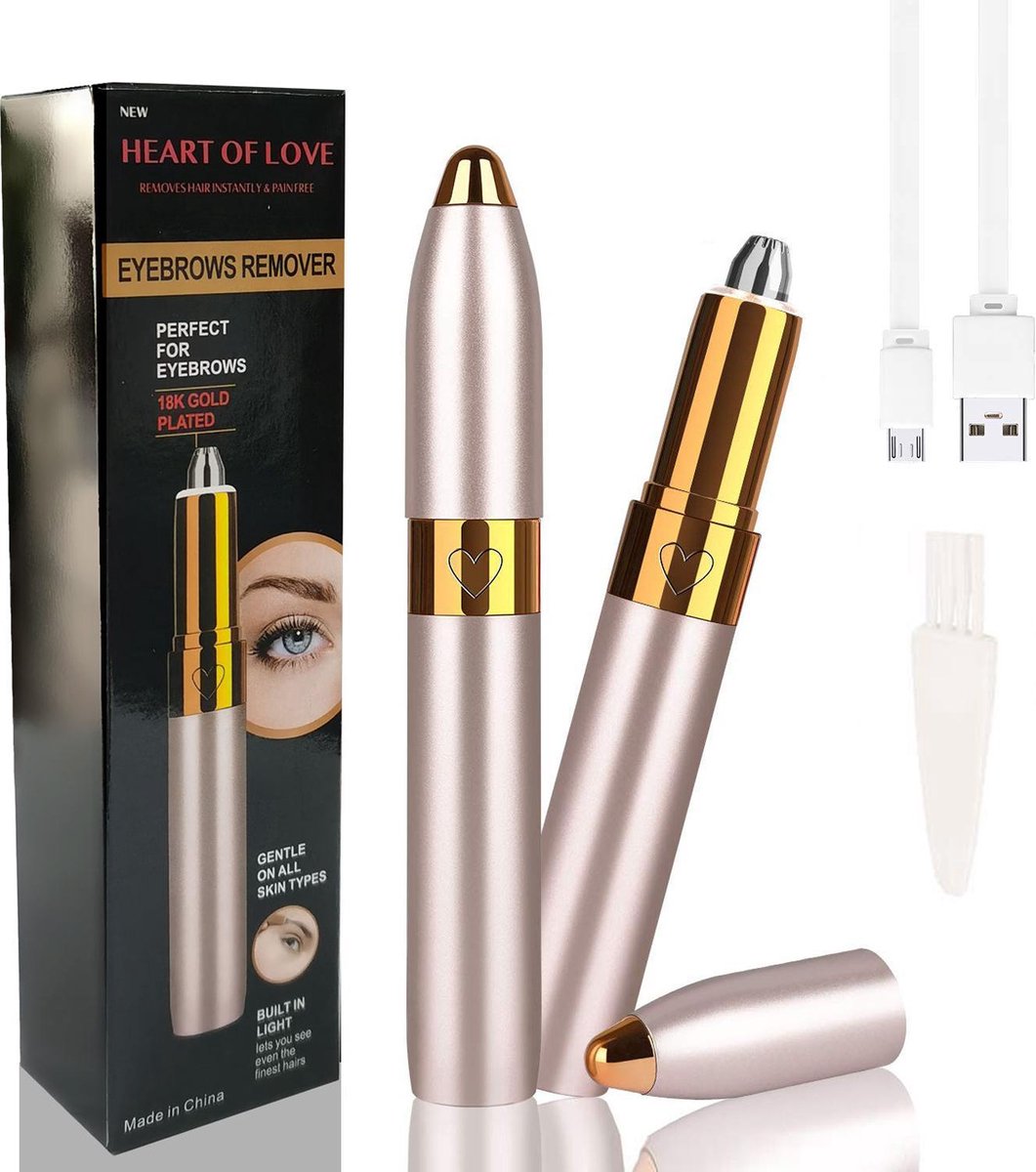 JOLTIA - Premium Wenkbrauw Trimmer - Precisietrimmer - Epileerapparaat Dames - Epilator - Pijnloze Gezichtsontharing - Elektrische Wenkbrauwtrimmer - Ontharingsapparaat - Wenkbrauw Scheermesje - Eyebrow razor - Voor Vrouw - USB Oplaadbaar - Rosegold