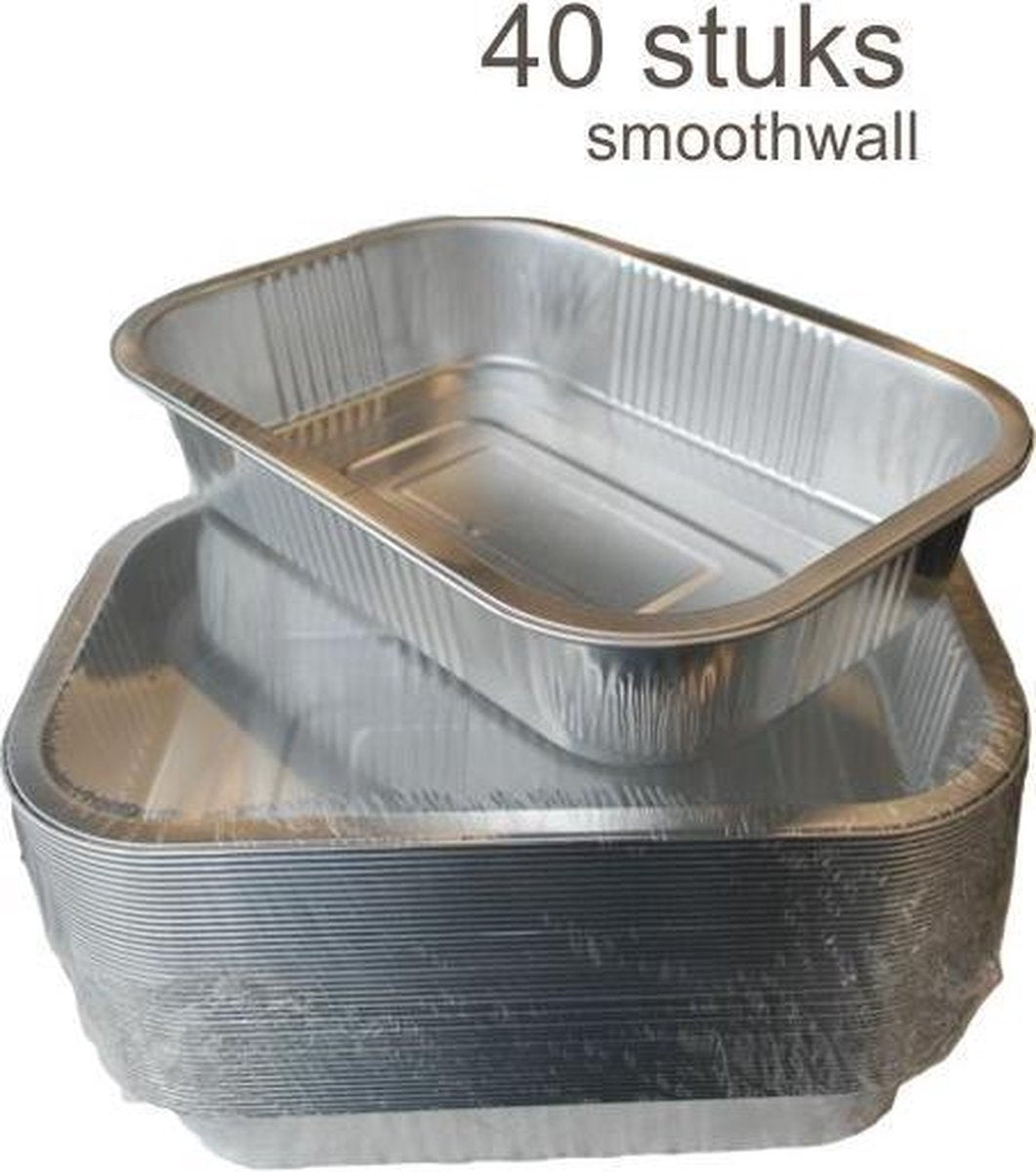 BBQ aluminium S'MART vetopvangbakjes 15x22cm 40 stuks smoothwall