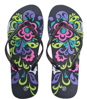 Sorprese – slippers – Flowers zwart – maat 38 – slippers dames – teenslippers - badslippers