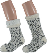 HomeSocks Antislip Leopard Gebroken wit