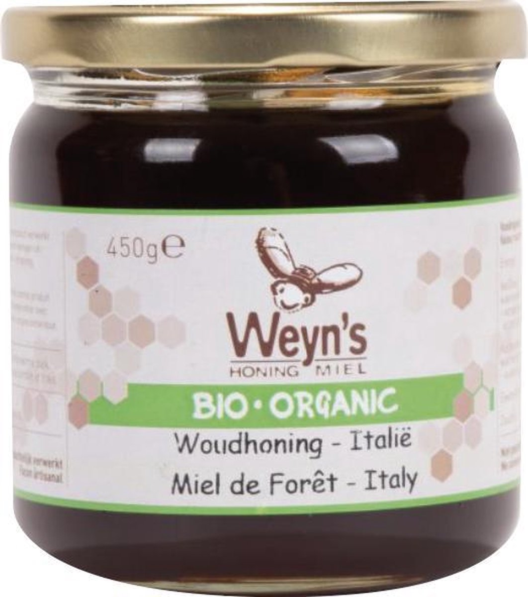 Biologische Woudhoning vloeibaar Italië  - 450g - Weyn's - Honing vloeibaar