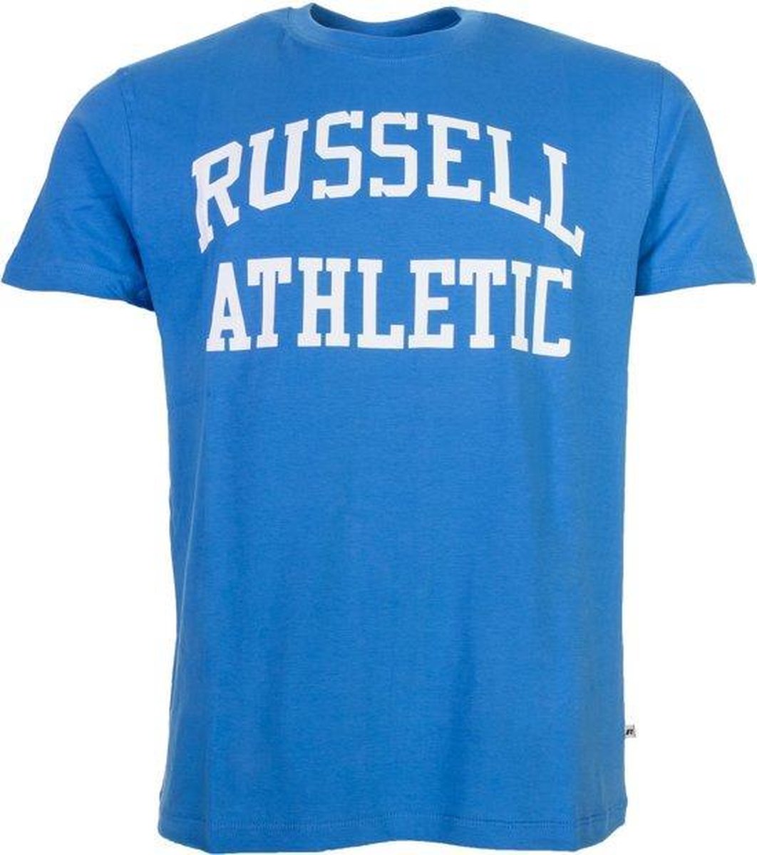 Russell t Shirt Groot Logo Blauw/wit