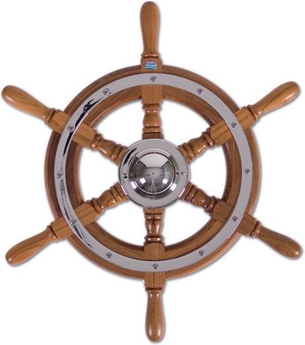 Stazo teakhouten Stuurwiel Type 01 met verchroomd beslag Ø 35 cm