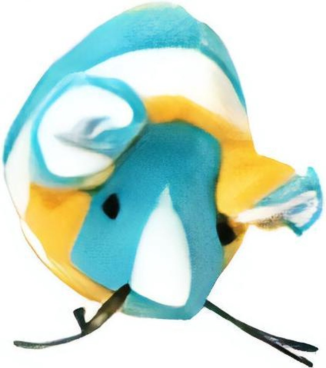Vdm Kattenspeeltje Muis 6 X 4 Cm Textiel Blauw/geel