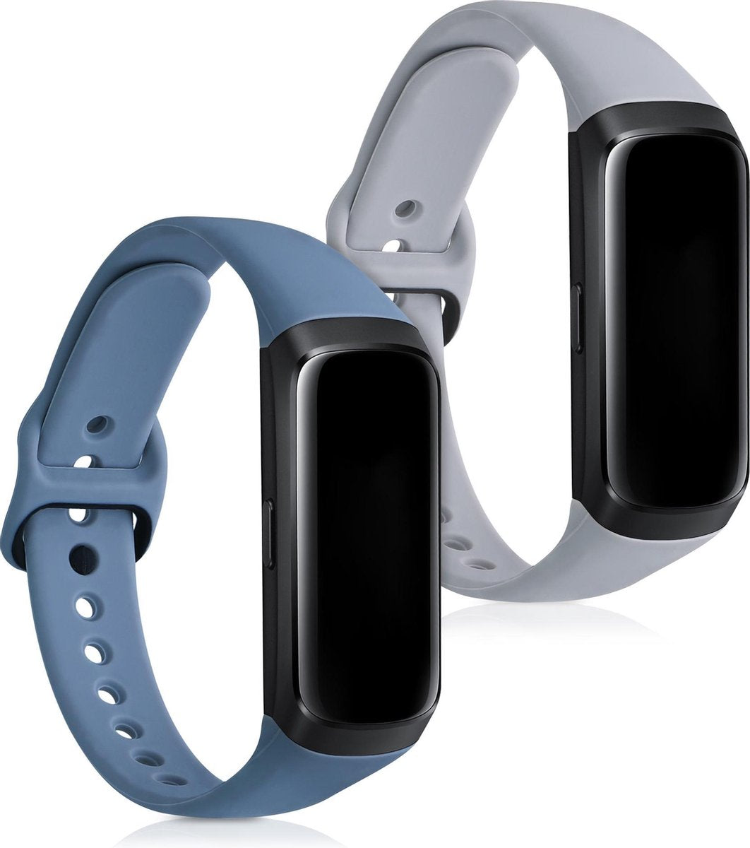 kwmobile 2x horlogeband voor Samsung Galaxy Fit (SM-R370) - siliconen band voor fitnesstracker - leigrijs / grijs