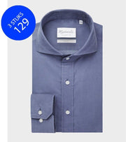 Blauw corduroy Michaelis overhemd-boordmaat: 37