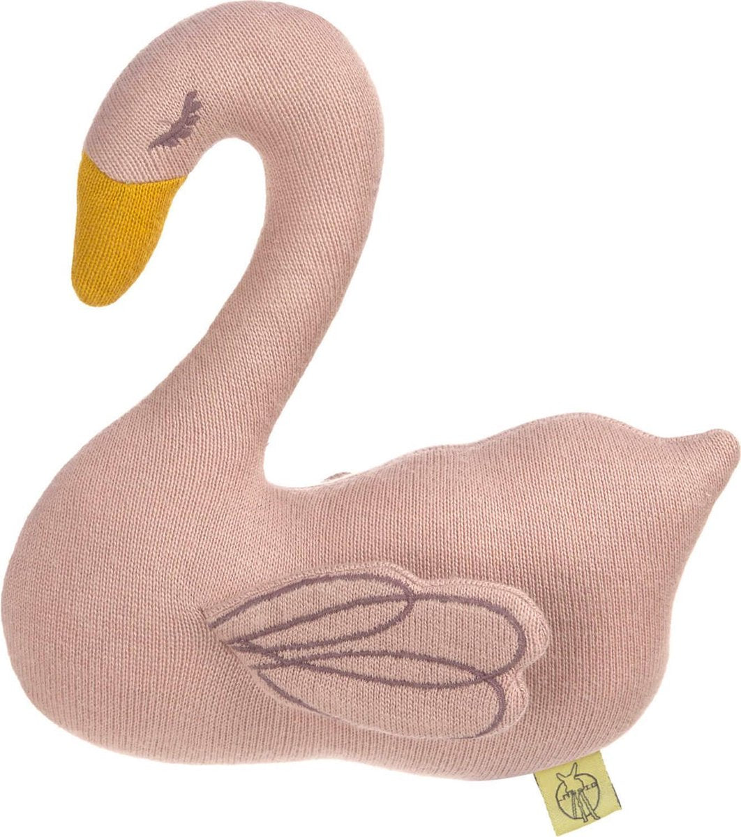 Lässig gebreid speeltje knuffel met rammelaar knetter Little Water Swan