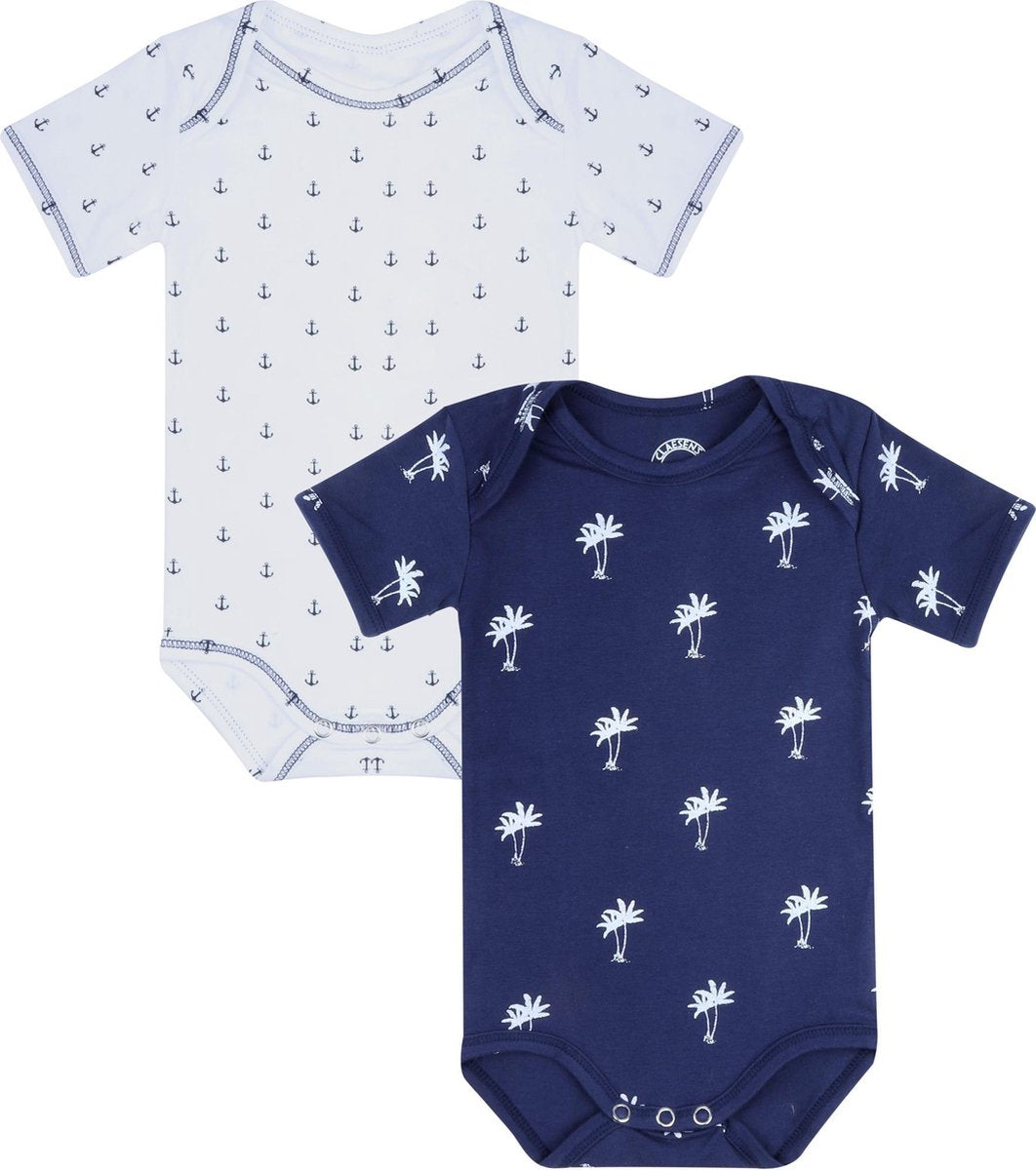 Claesen's romper jongen Palmtree Anchor 2-pack maat 62-68