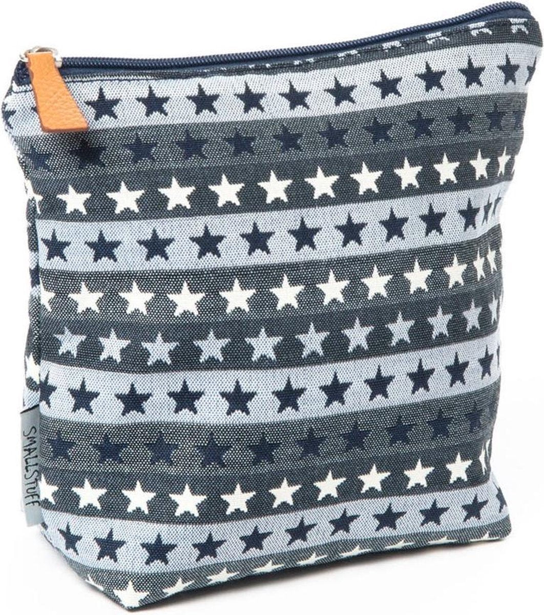 Smallstuff Toilettas Groot Sterren Gewoven Canvas 24 X 22 Cm Blauw