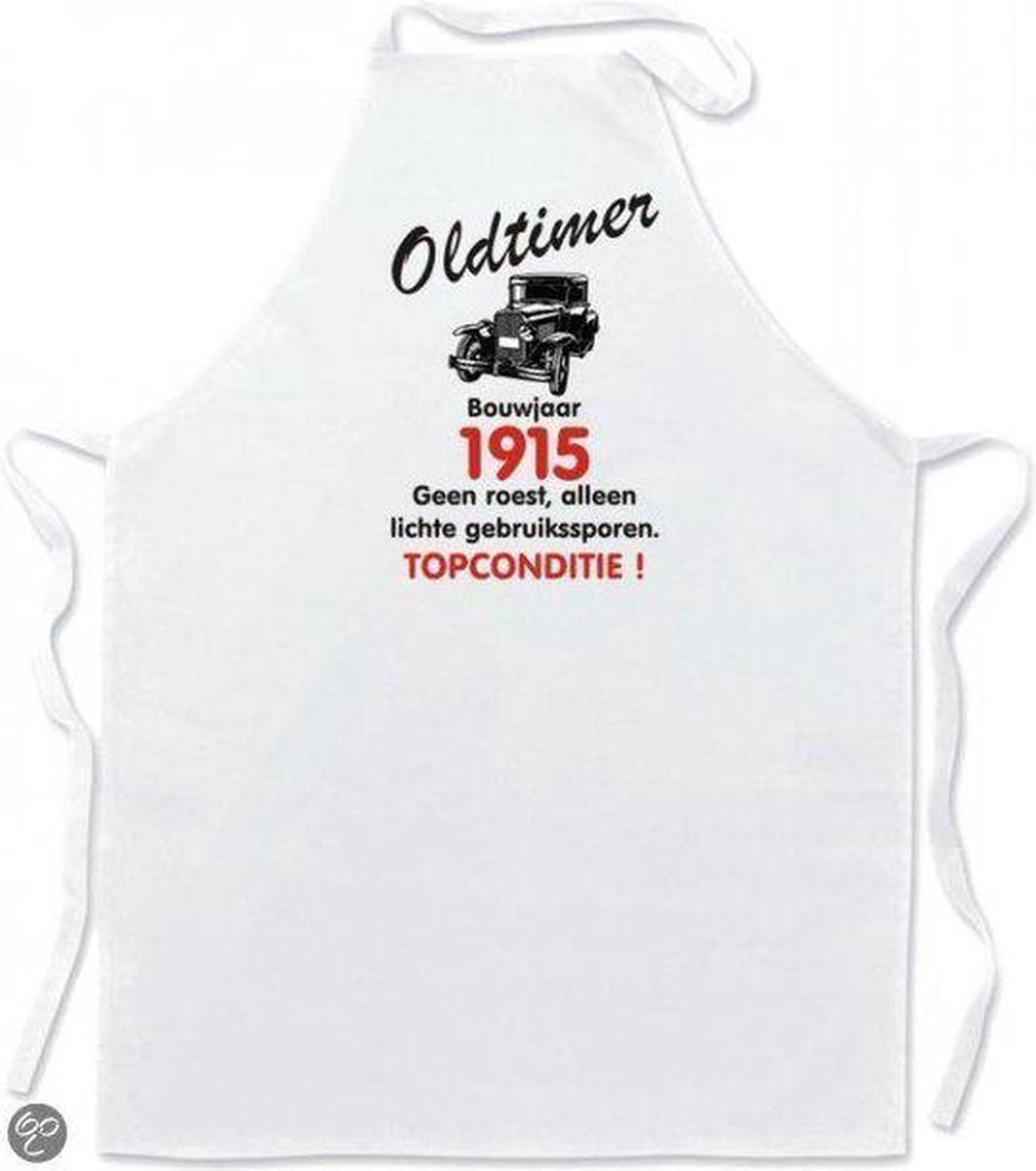 Mijncadeautje Schort Keukenschort - Oldtimer Bouwjaar (geboortejaar) 1915