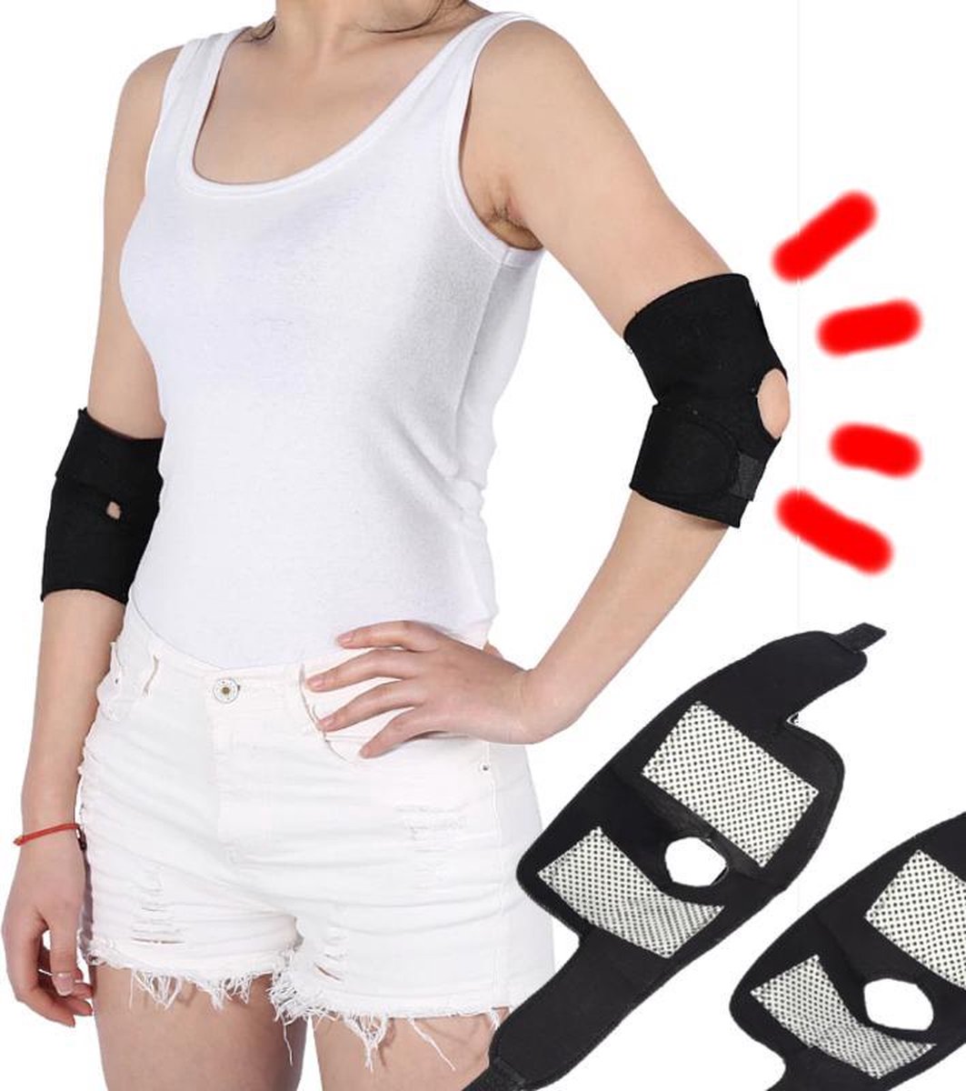 Allernieuwste 2 STUKS Orthopedische Toermalijn Magnetische Massage Zelfverwarmend Brace - Elleboog Pijn - elleboogklachten - Artritis Verlichting - gewrichtspijn
