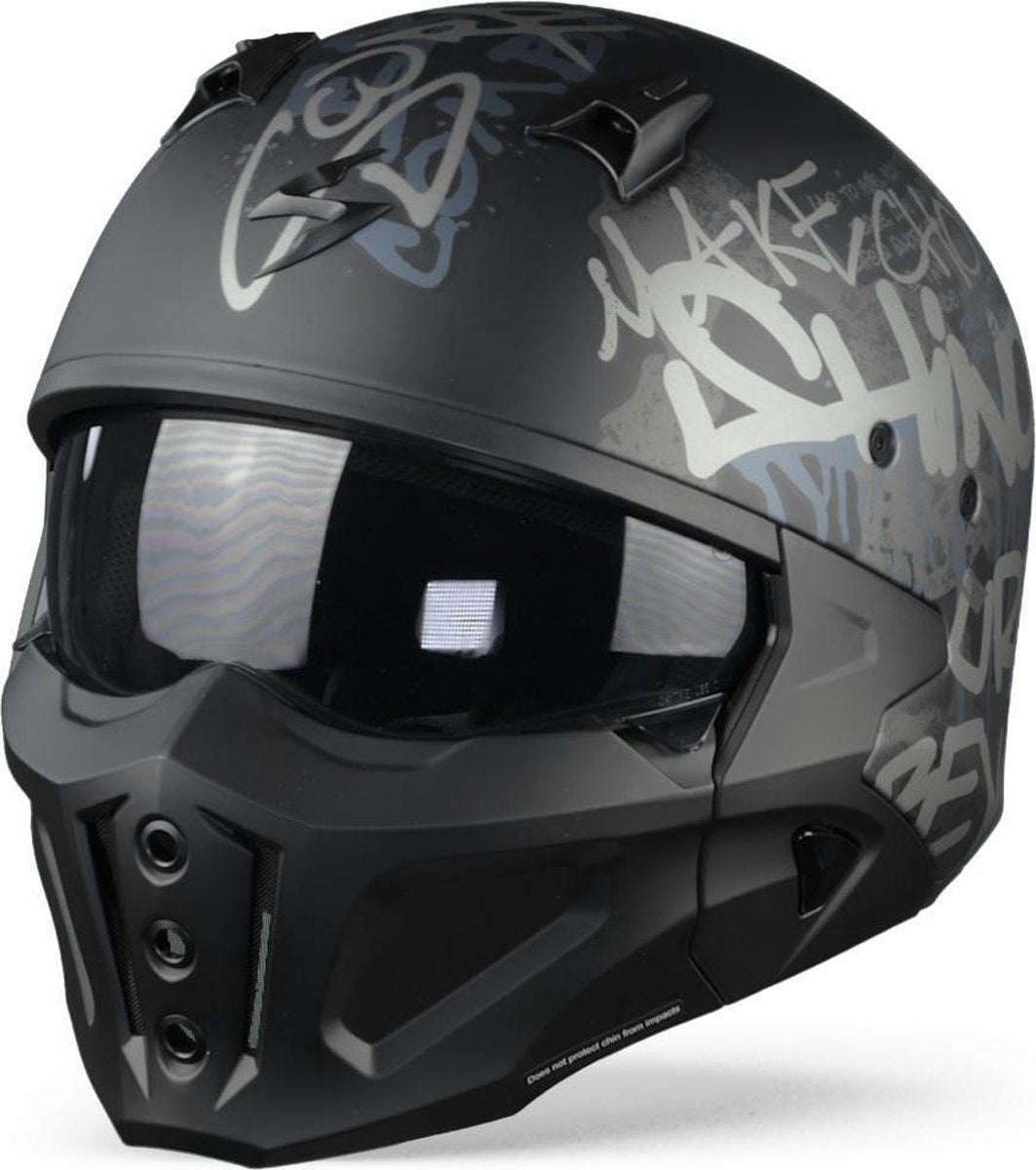 Scorpion Covert-X Wall Matt Black Silver Jet Helmet L