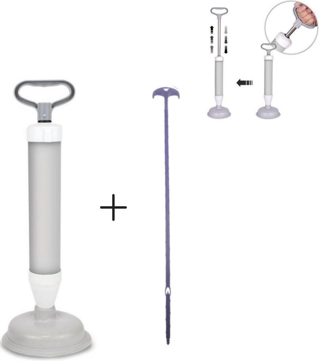 Ontstoppingspomp set - Rioolborstel - Rioolreiniger - Rioolveer - veer -  Ontstoppingspomp - Gootsteenontstopper - Ontstopper - Plopper - Doucheafvoer - Rioolontstopper -  Afvoer - Toilet -  Rioolreiniger - Afvoerpijp - Zuignap - Onderhoud