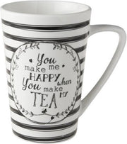 Dutch Rose Zwart/Wit Beker XL Happy Tea
