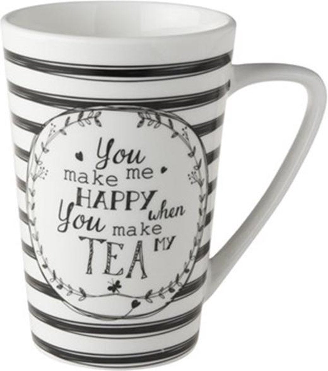 Dutch Rose Zwart/Wit Beker XL Happy Tea