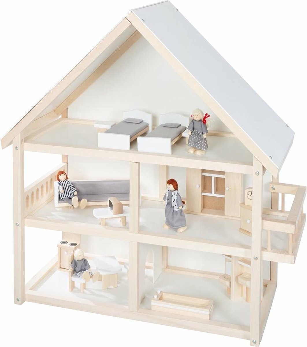 Compleet ingerichte Houten poppenhuis Roba