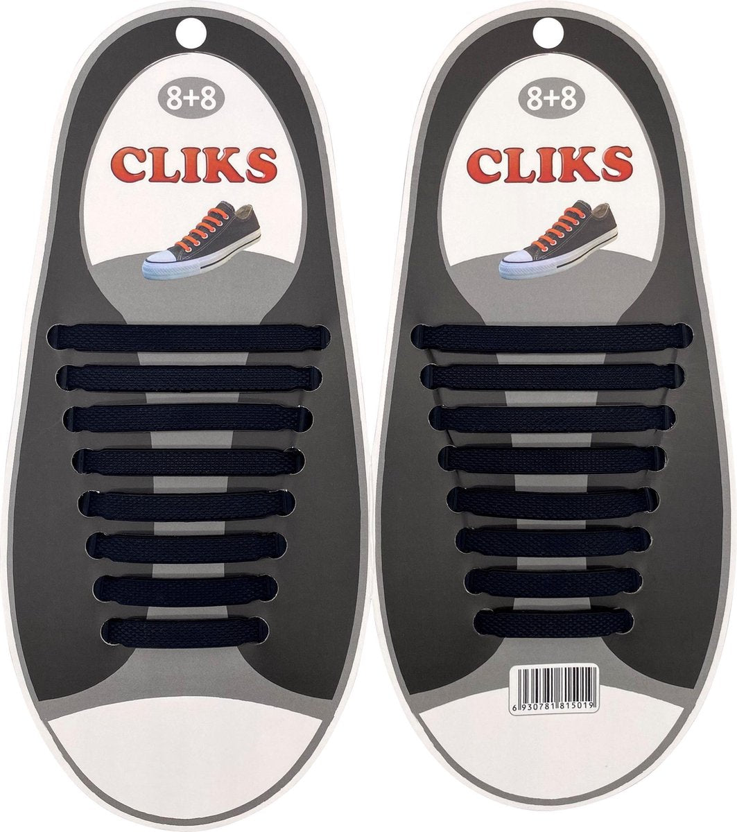 CLIKS elastische veters zwart - elastieken veters - kids - volwassenen
