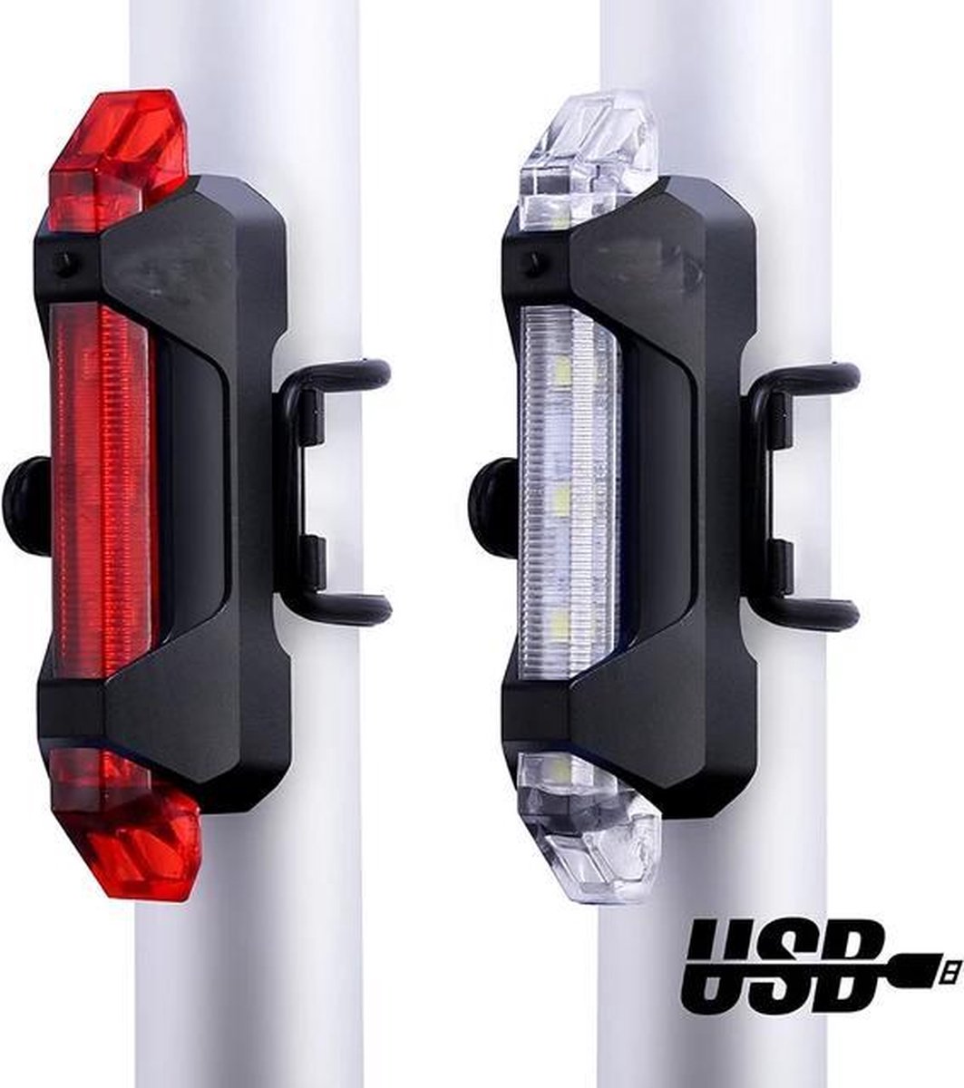 2 stuks Fietsverlichtingen ( Voor En Achter Fietslicht ) - LED Usb oplaadbaar