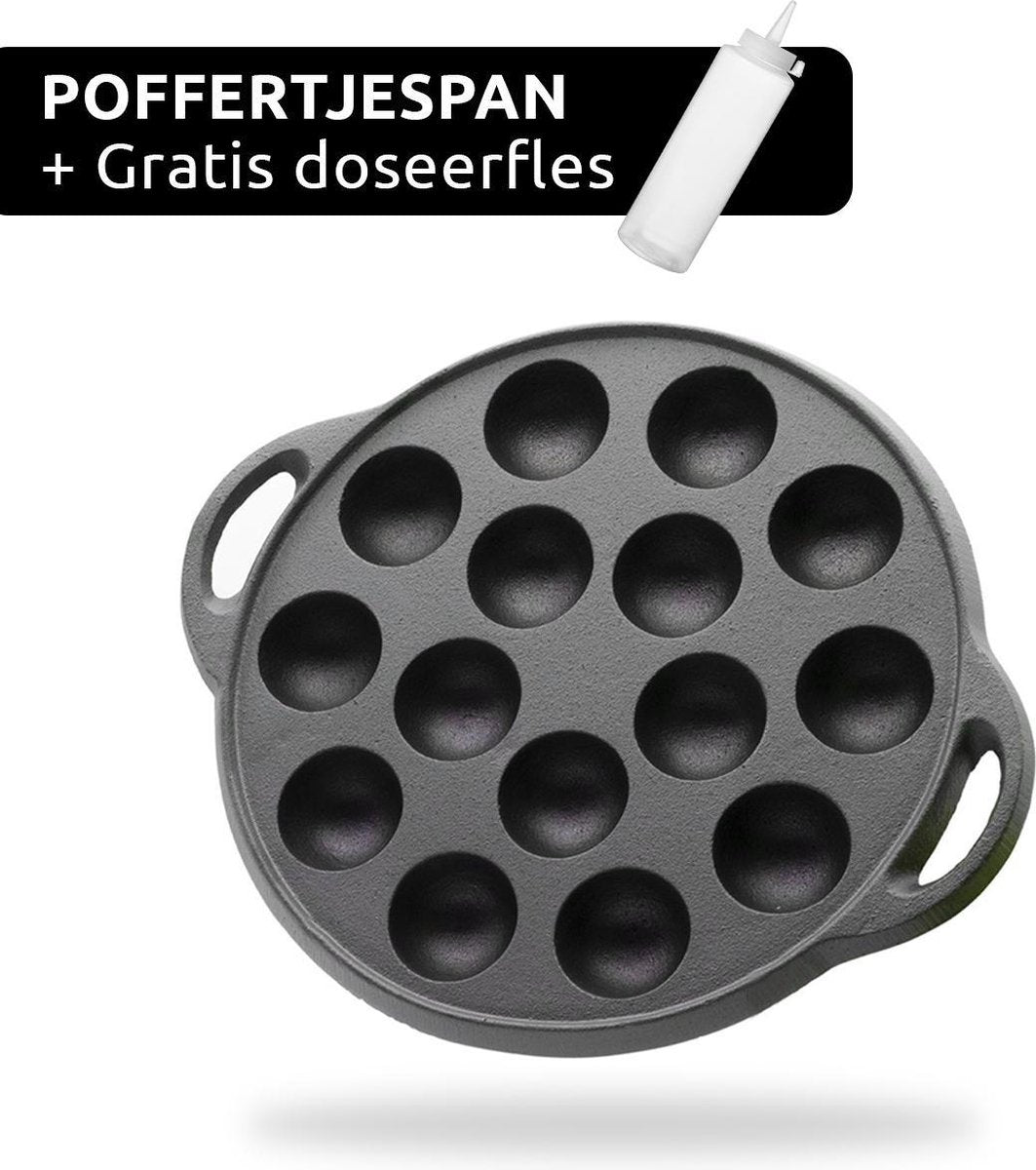 Poffertjespan - Inc. Gratis Doseerfles - Geschikt voor alle fornuizen - Poffertjesmaker - Poffertjespan inductie - Poffertjespan electrisch - Vaderdag Kados - Vader Cadeautjes - Vaderdag Tip