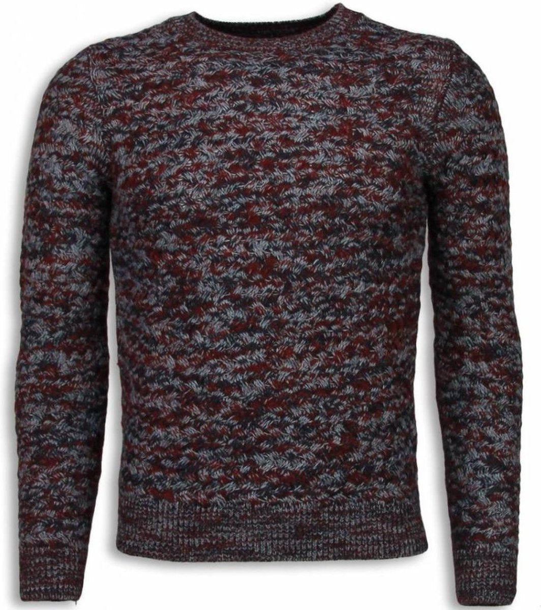 Enos Gebreide Heren Trui - Color Trui Long Sleeve - Rood - Maten: M