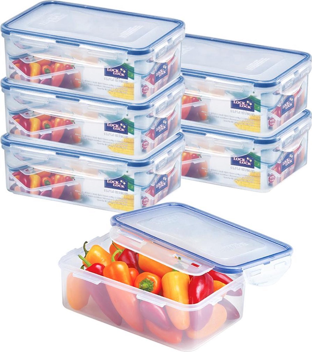 Lock&Lock Meal prep Bakjes | Vershoudbakjes | Bewaardozen voedsel - Set van 6 Stuks - 1 liter - Transparant