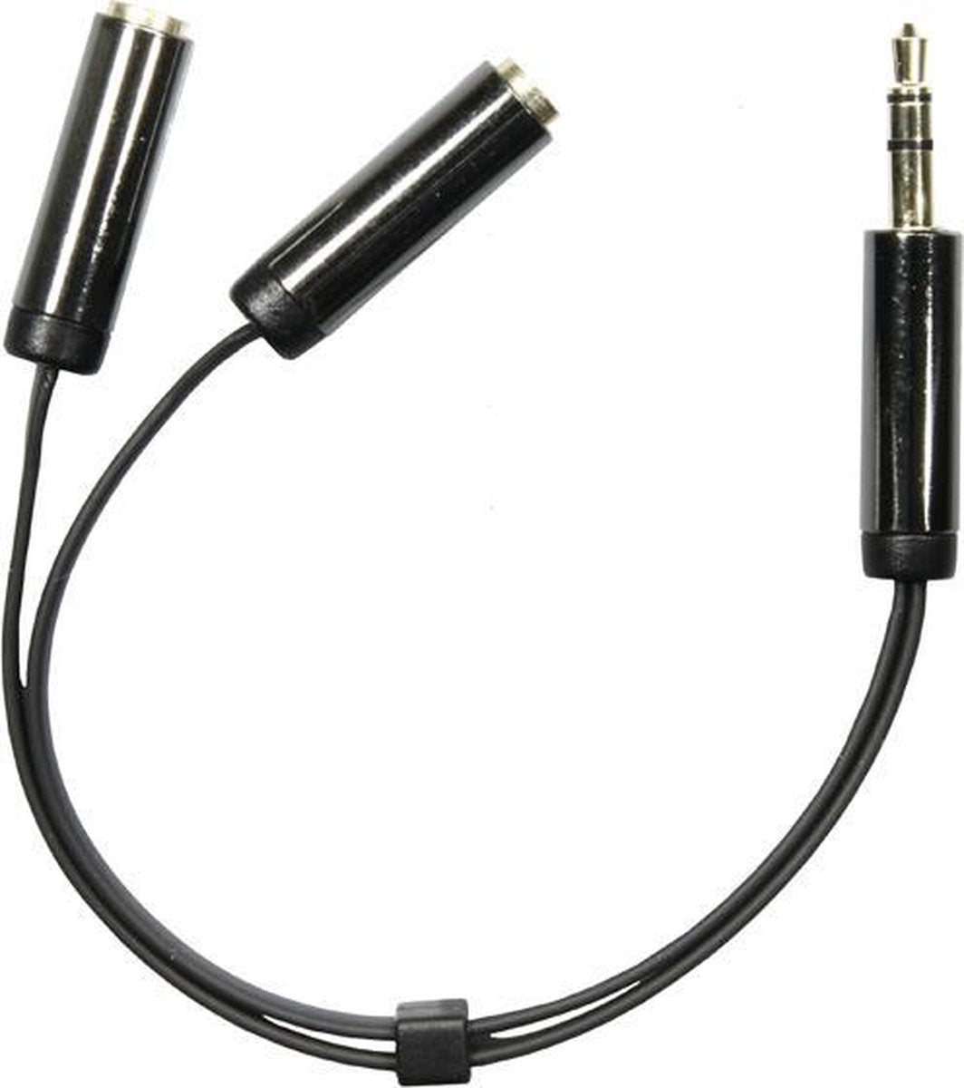 Deltaco AUD-200 3.5 mm audio splitter - Zwart
