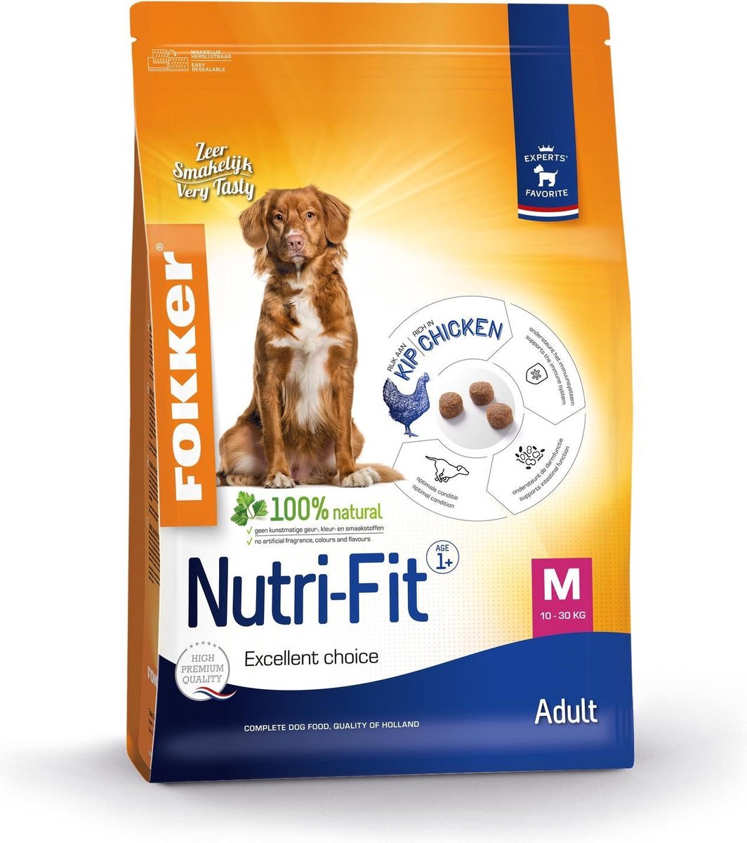 Fokker nutri-fit adult medium hondenvoer 13 kg
