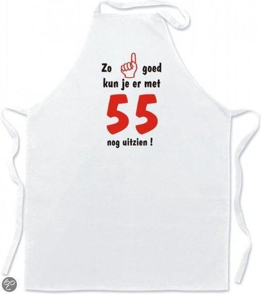 Mijncadeautje Schort Keukenschort Zo goed kun je er met 55 nog uitzien !