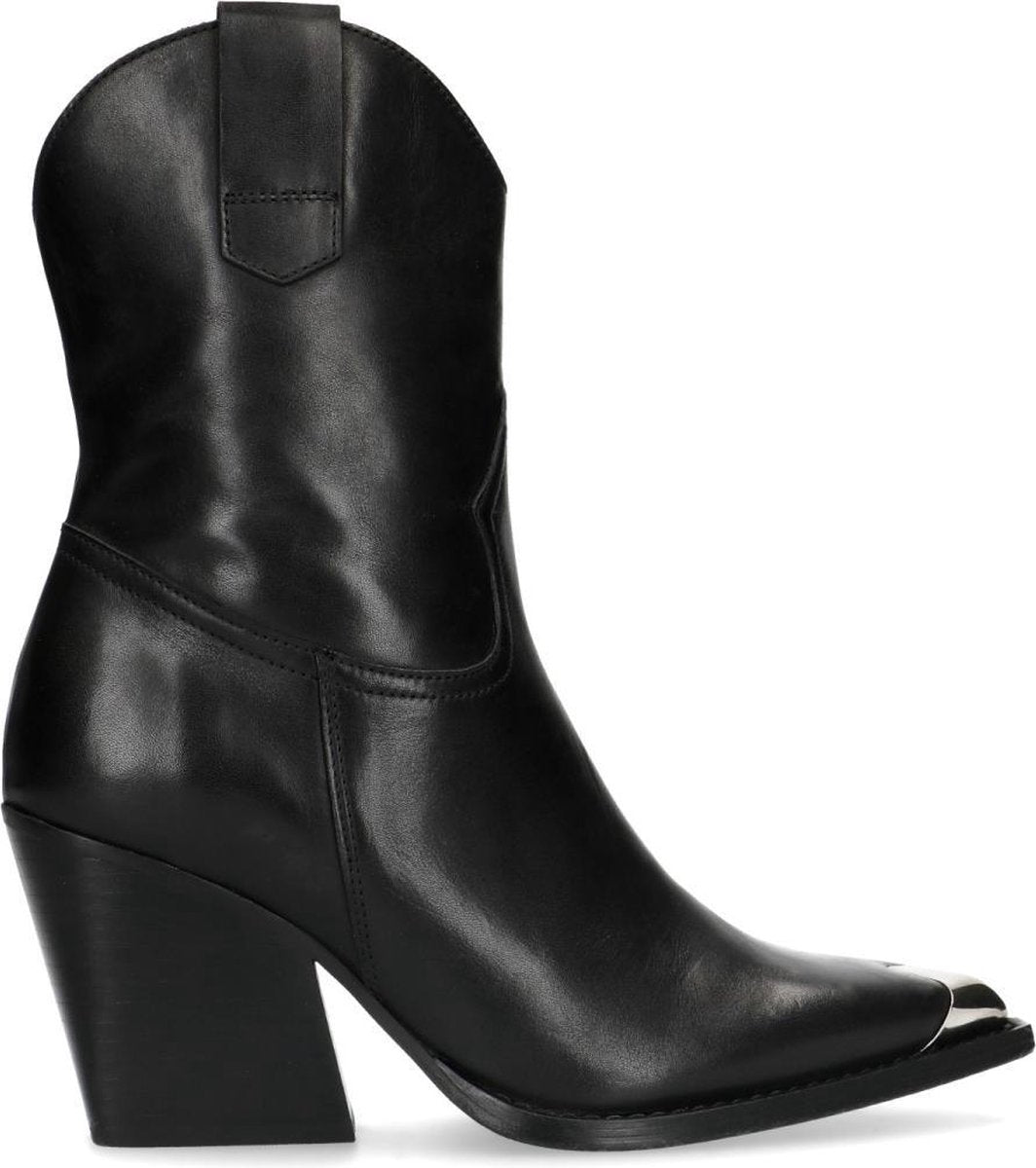 Manfield - Dames - Korte leren cowboylaarzen - Maat 37
