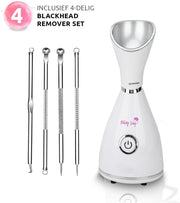 TheBeautyWay Gezichtssauna - Met 4-delig Blackhead Remover Set - Wit - Huidverzorging voor Acne/Mee-Eters/Blackheads/Puisten/Poriën/Onzuivere Huid