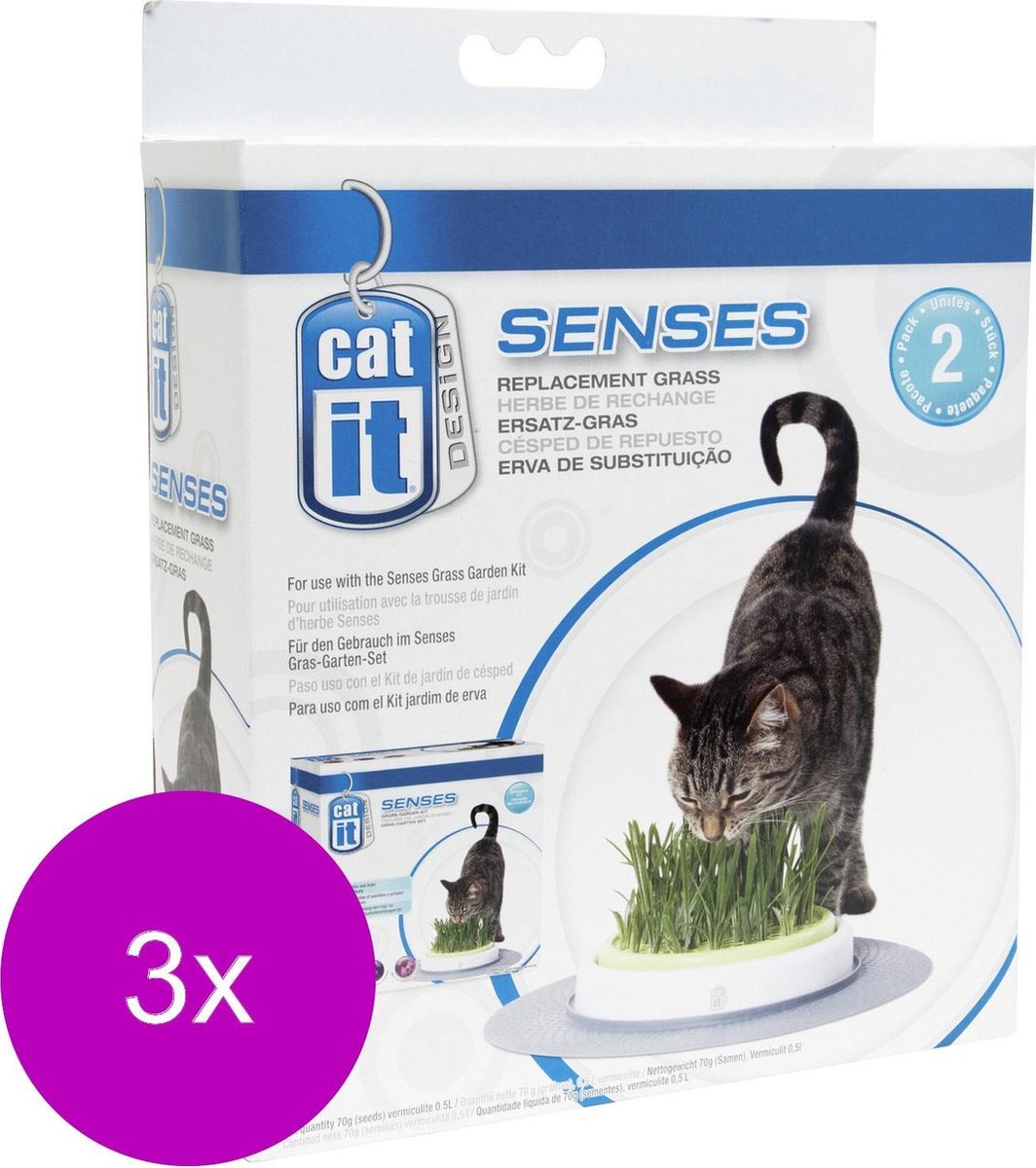 Catit Senses Grass Garden Navulling - Kattenspeelgoed - 3 x 2 stuks