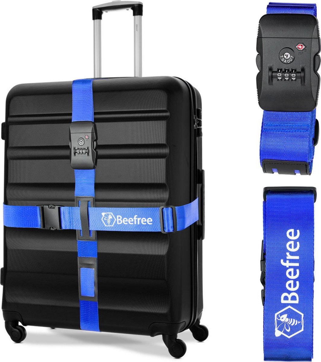Dubbele Kofferriem Met TSA Cijferslot - 230CM - blauw
