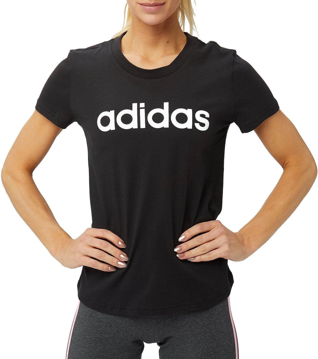 Adidas Essentials Linear Slim Shirt Zwart Dames - Maat XS