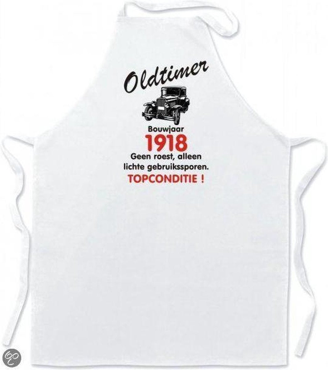 Mijncadeautje Schort Keukenschort - Oldtimer Bouwjaar (geboortejaar) 1918