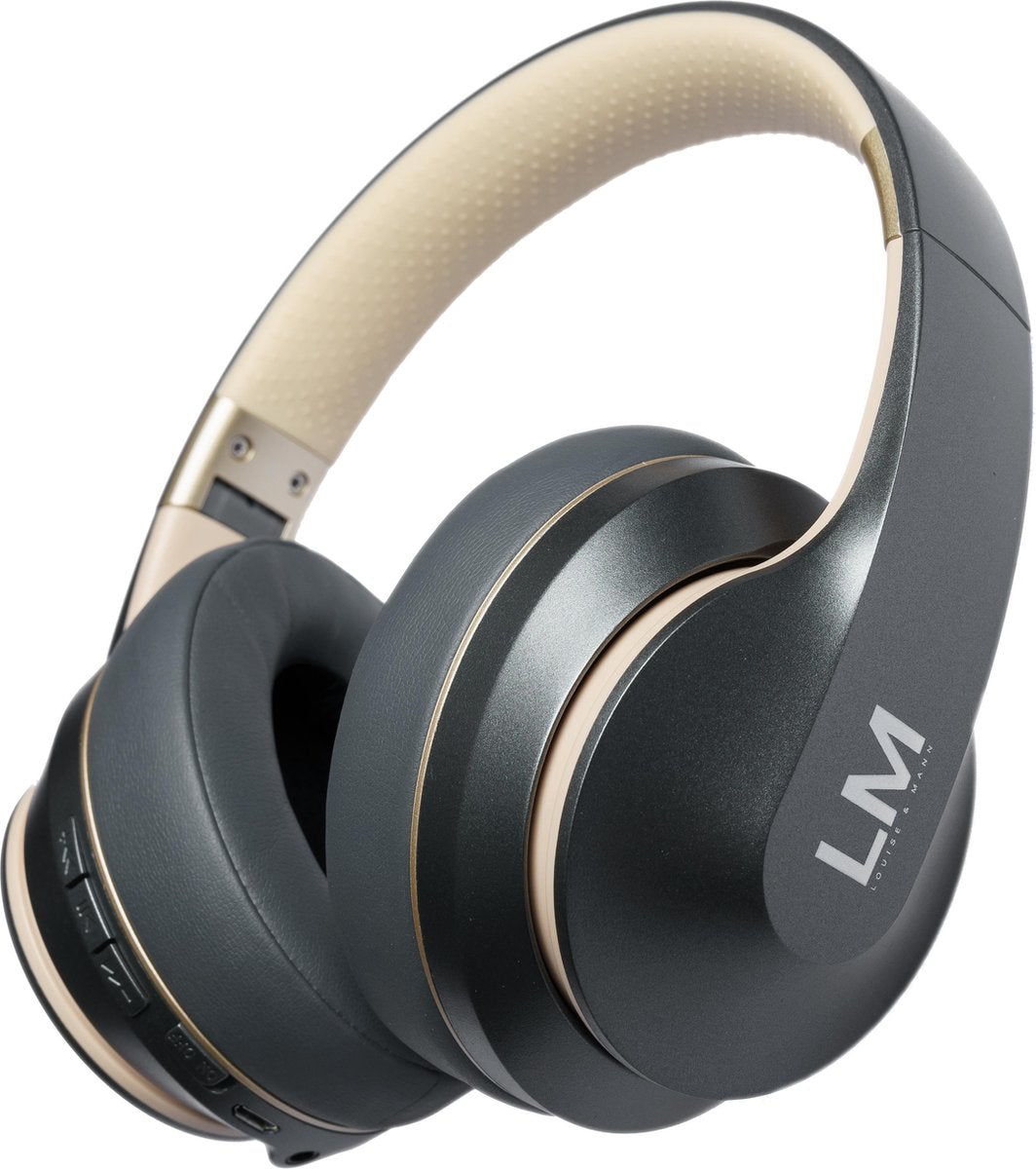 Louise&Mann 4 Draadloze Over-Ear Koptelefoon - Bluetooth 5.0 - Met Microfoon - Grijs/Goud