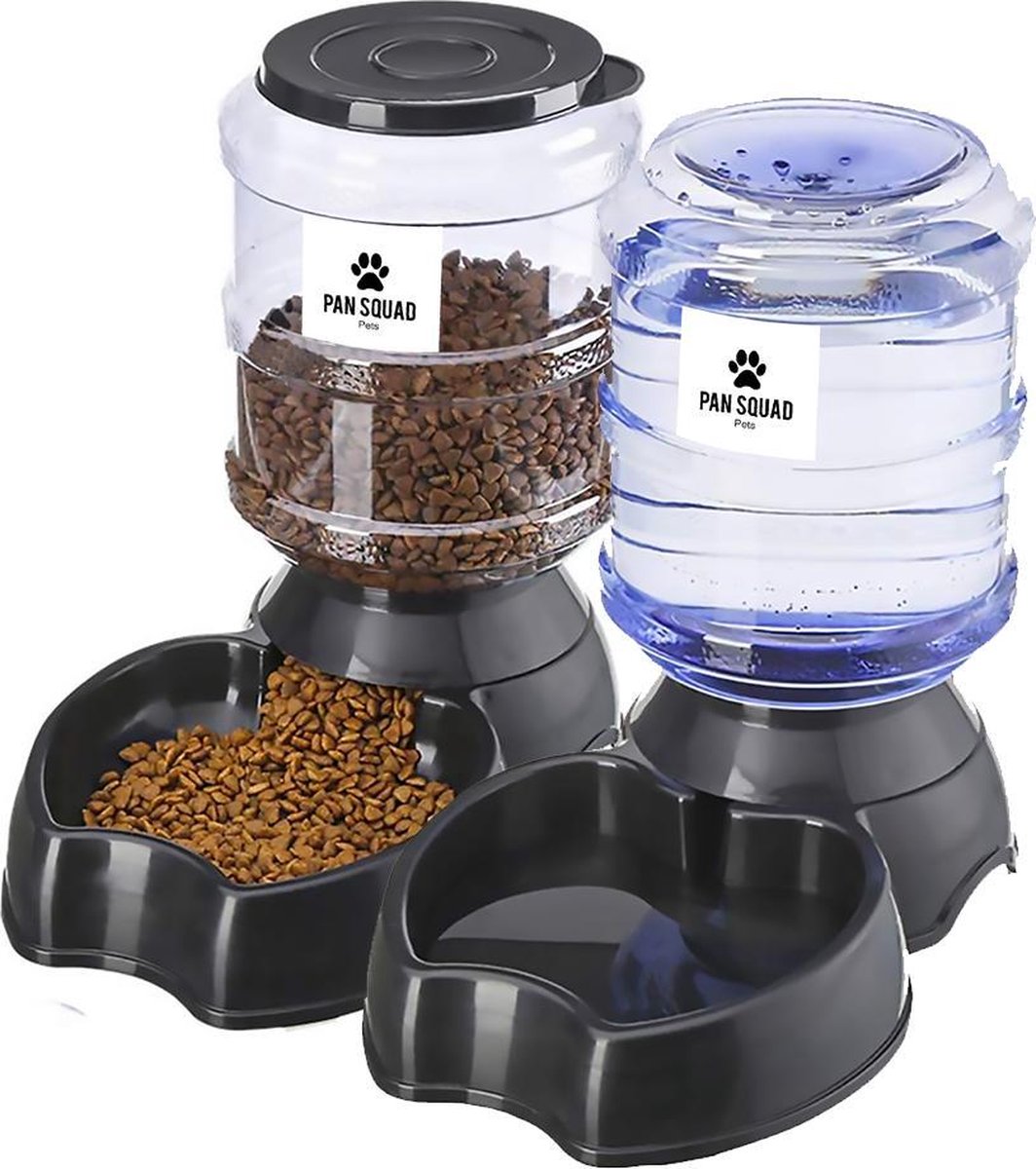 Pet feeder set - Voerbak + waterbak huisdier - Water- en voedsel automaten/bakken - 3