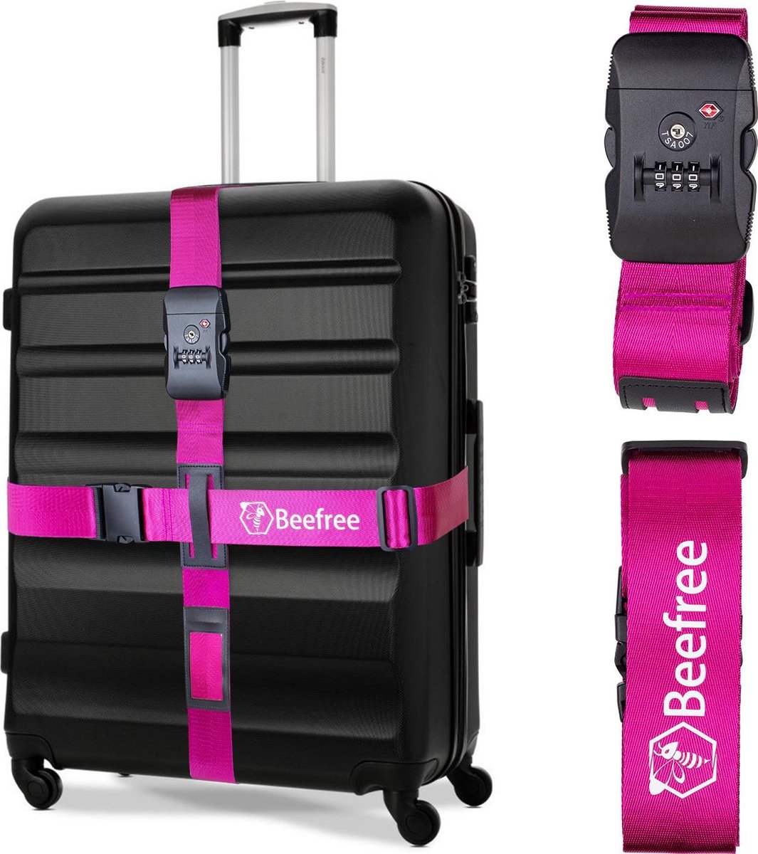 Dubbele Kofferriem Met TSA Cijferslot - 230CM - roze