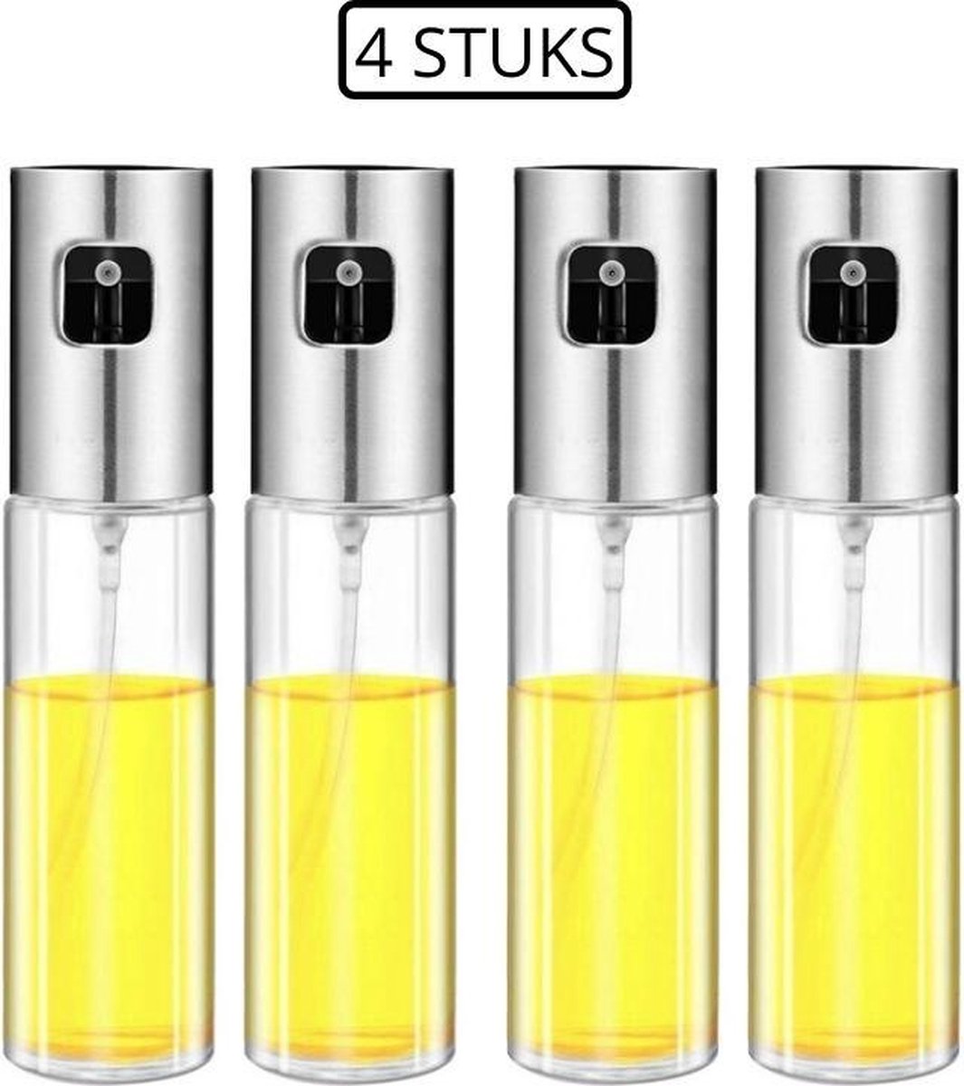 Supremium Olijfolie Spray Roestvrij Staal - BBQ Spray Corrosiebestendig - 100 ml - Glazen Fles - 4 Stuks