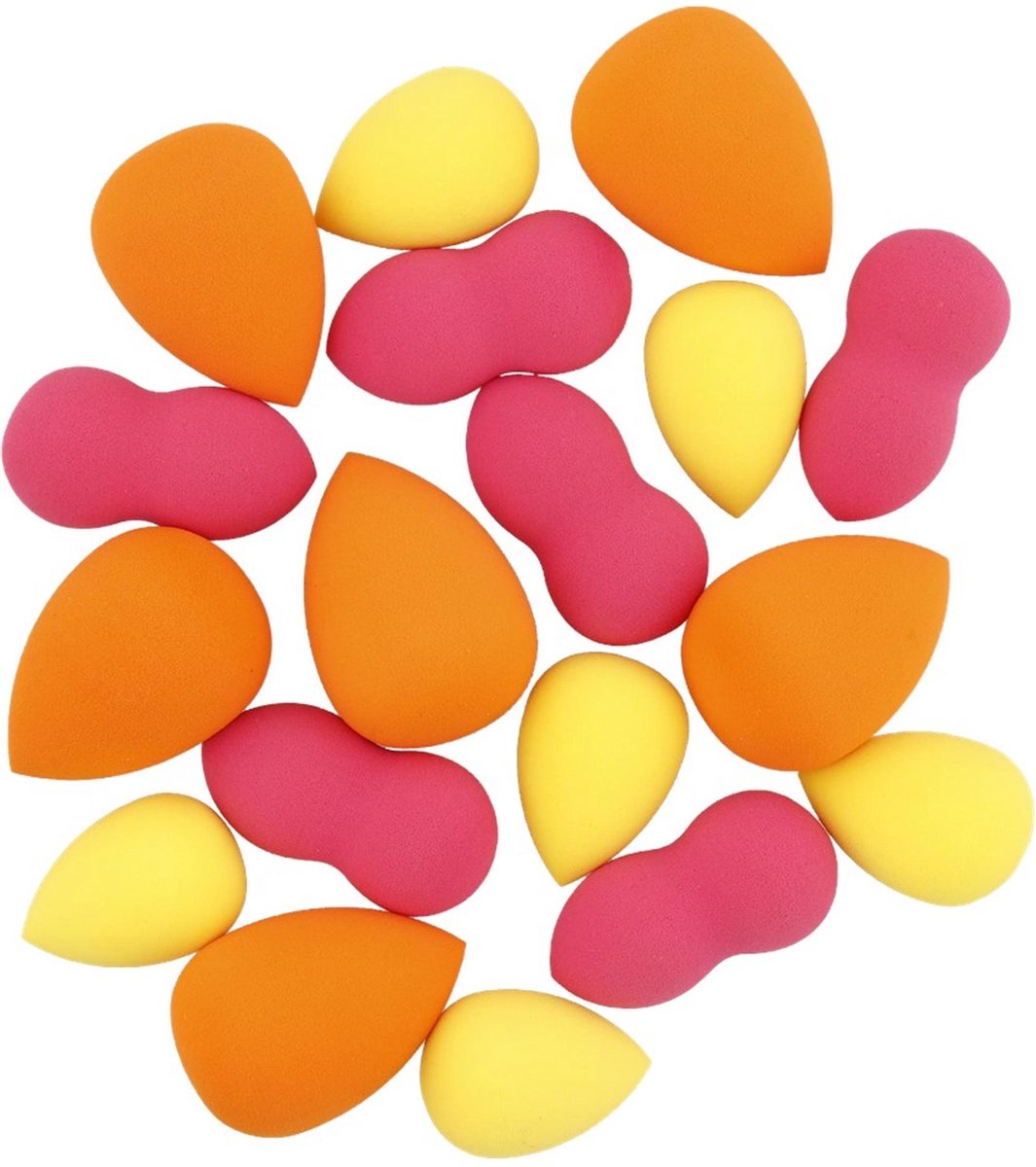 Aimes - Beauty Blender - Set van 18 stuks - Make up Spons - Roze - Oranje - Geel