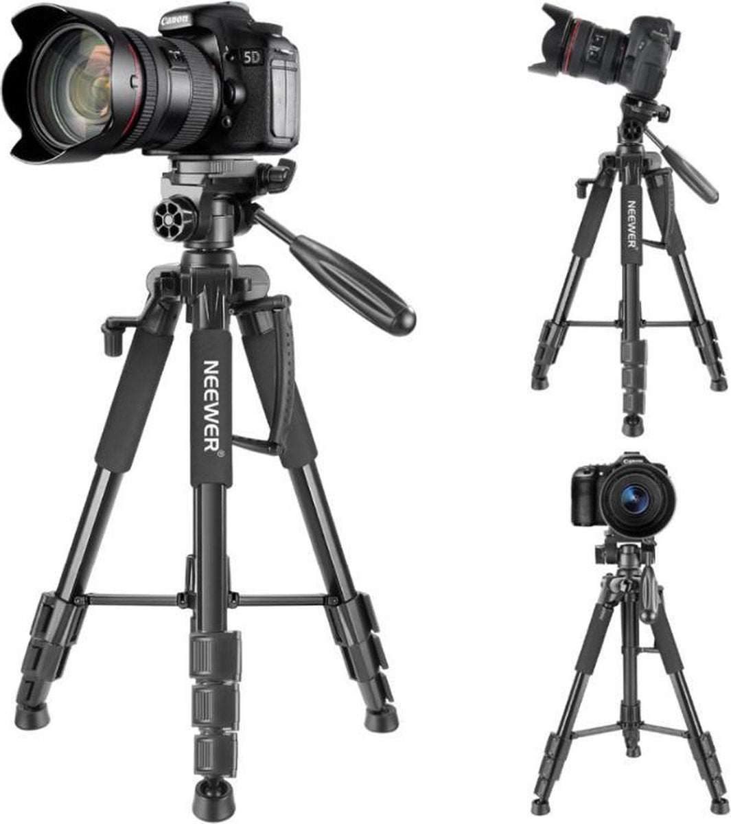 Grandecom® Statief Camera | Draagbaar | 3-Poot | Tripod | Draagbaar + Draagtas | Canon | Nikon | DSLR | Sony | 142 cm