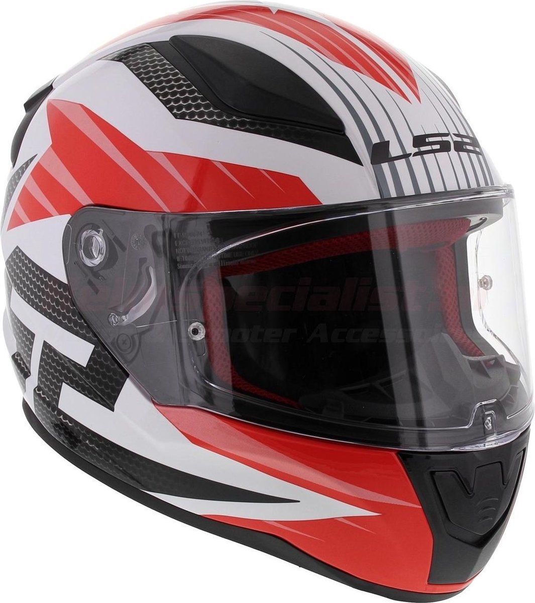 LS2 FF353 Rapid Grid glans wit rood