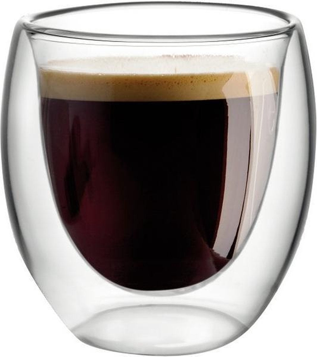 Aulica - Espresso Kopjes - Dubbelwandige Koffieglazen - 80 ML - Set van 4
